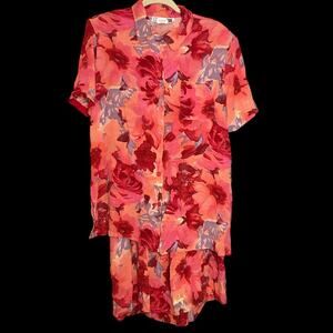 Vintage Plus Sized Multicolored Floral Skirt Set‎ Size M